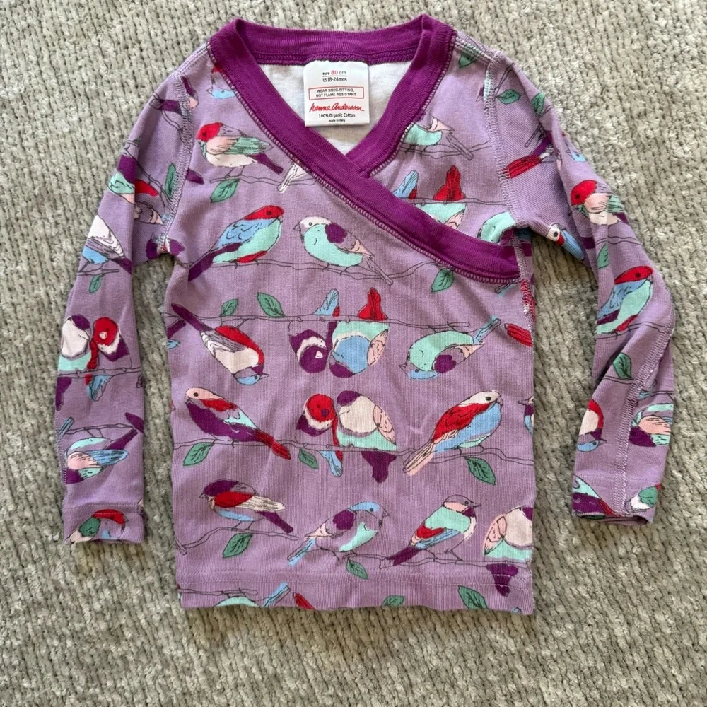 Hanna‎ Andersson Organic Cotton Bird Print Wrap Top 18-24M
